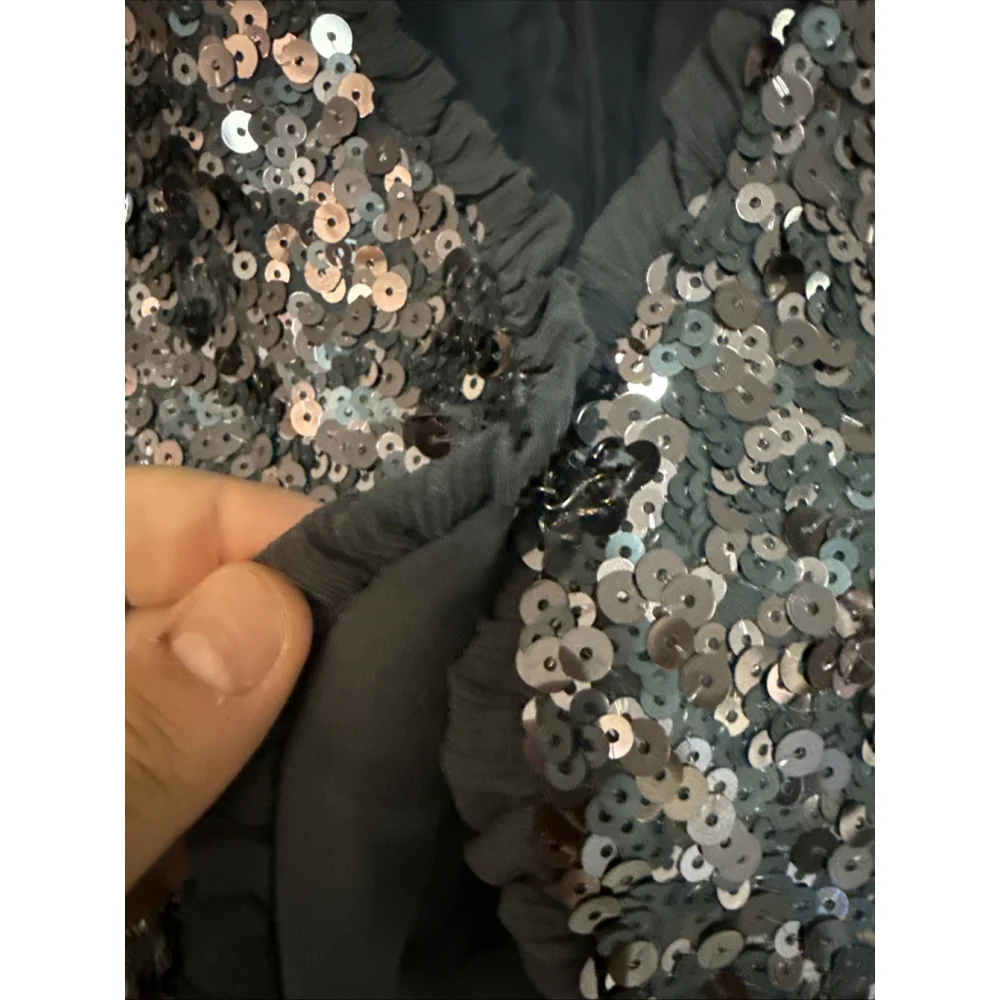 Vintage Y2K BEBE Sequin Silk Shrug Cropped Cardigan Size 00 - Picture 5 of 7